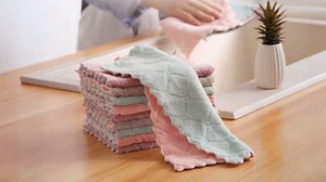Microfiber Cleaning Cloths - Super Absorbent Streak-Free & Lint-Free Towels for Glass Kitchen & Home (Gray, Purple, Pink, Green) (6pcs)