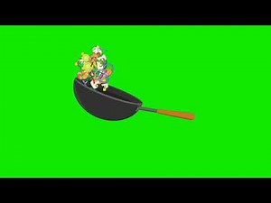 pan cooking and tossing animated green screen video for Youtubers copyright free to use.