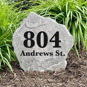 Address Stone Sign - Engraved Rock - Custom Rock Personalized - Housewarming - Garden House Entry - Yard Decor - Address Marker - Etsy