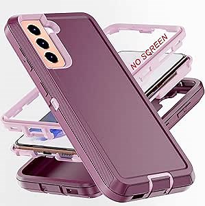 for S21+ Case, [Military Grade] 3 in 1 Full Body Shockproof Dust/Drop Proof Heavy Duty Protection Cover,for Samsung Galaxy S21 Plus 6.7 Inch,Pink+Wine Red