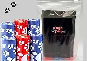 Dogs N Paws Dog Poop Bags, Eco-Friendly, Larger And Thicker Doggie Poop Bags, Leakproof, Scented. 108 Count Refill Dog Poop Bags. 18 Bags/6Rolls 10 x14 inches, Orange/Blue