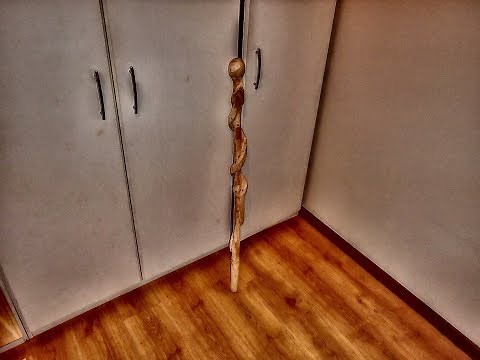 Carving a snake walking stick part 1