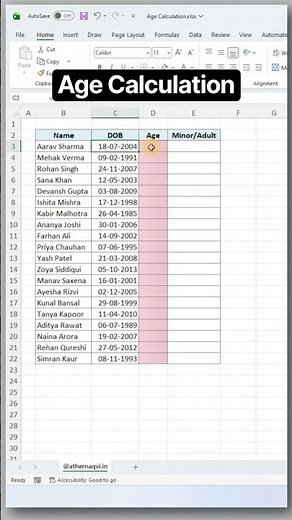 Calculate Age in Excel Automatically 😱 | DATEDIF Formula