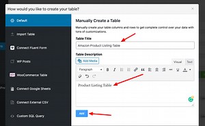 Create Amazon product Listing Table in WordPress using Ninja Tables