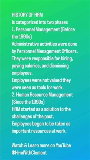 History of HRM. Learn HRM simply with @HrmWithClement