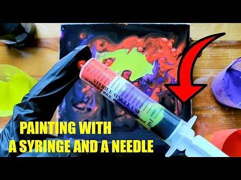 Painting with a syringe and a needle | Pouring method
