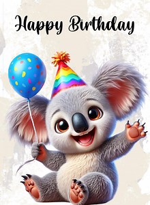 Cute Koala Birthday Cards – Perfect for Printing & Giving - Etsy