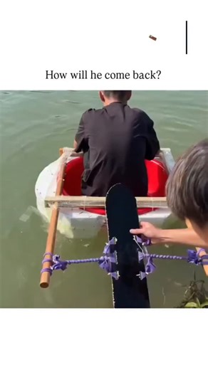 ENTERTAINMENT on Instagram: "- The post features a 24-second video of a man impulsively diving from a DIY bamboo-and-skateboard outrigger boat into a pond, leaving the vessel to drift away unmanned, prompting the caption "How will he come back?" as a humorous setup for viewer speculation. - Posted on September 27, 2025, by AI and economy commentator Tansu Yegen, it amassed over 8.5 million views and 20,000 likes within days, sparking 239 replies mostly joking about the man's predicament, such as