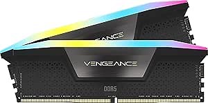 CORSAIR VENGEANCE RGB DDR5 RAM 64GB (2x32GB) 6600MHz CL32 Intel XMP iCUE Compatible Computer Memory - Black (CMH64GX5M2B6600C32)