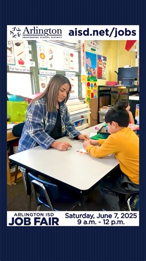 Arlington ISD is hiring all positions on June 7. From classrooms to cafeterias, there's a spot for you. Amazing pay. Amazing support. Amazing opportunities. | Arlington ISD