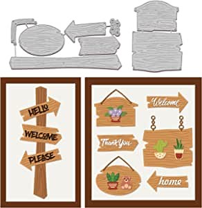 GLOBLELAND 6 Styles Label Road Sign Cutting Dies Signs Carbon Steel Die Cuts for DIY Crafting Embossing Stencil Template for Card Making Scrapbooking Photo Album Decoration