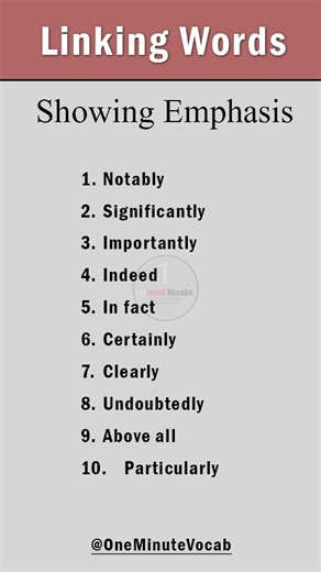 Highlight Points Using Showing Emphasis Linking Words #advancedvocabulary