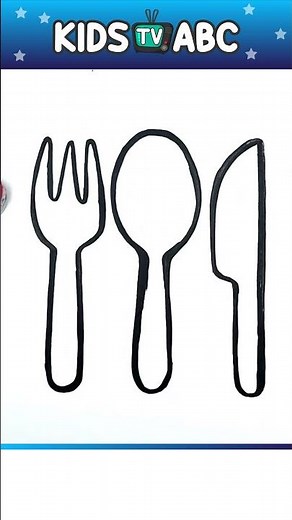 spoon knife fork set Drawing, Painting and Coloring for kids and toddlers | #spoon #draw