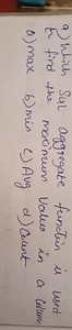 a) Which Sub aggregate function is used En find the maximum val... | Filo