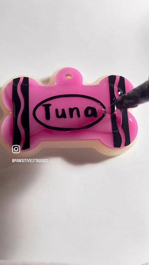🖍️I also make custom pet ID Tags! Crayon themed for a dog named tuna🐕 | Eye Artist