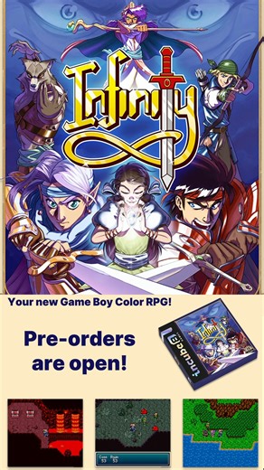 Incube8 Games on Instagram: "Pre-orders for INFINITY are open! Standard Edition ($59.99) includes: - Sealed box - Clear gray cartridge - Clear cartridge protector - Instruction booklet - Sticker sheet. - Silkscreened PCB with artwork on the back side Collector's Edition ($89.99) includes: - Sealed exclusive color box - Clear Glittery gold cartridge - Clear cartridge protector - Instruction booklet - 2 Sticker sheets. - Infinity enamel pin - OST CD - Poster with the cover art in the front and the