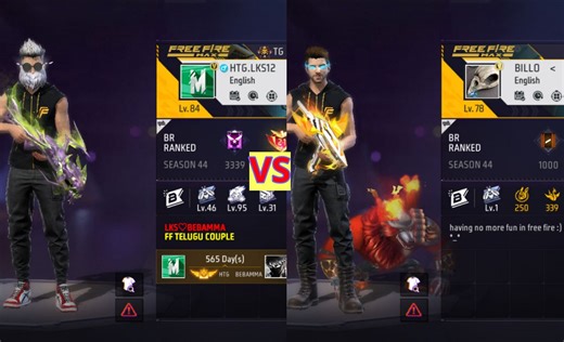 Hello Telugu Gamers vs Billo Gaming: किसके Free Fire MAX में बेहतर स्टैट्स हैं?