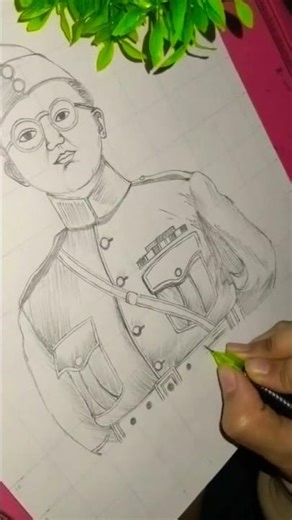 Netaji Subhash Chandra Bose Jayanti Drawing Tutorial #art #drawing #subhashchandrabose #viralshorts