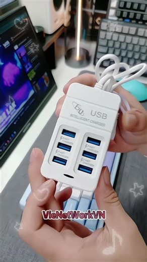 ￼ USB Hub Adapter 6 Cổng Điện Thoại Di Động USB Sạc Nhanh 35W #vienetwork