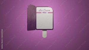 3d template ice cream menu with simple rotation and scale animation in colored and green screen background