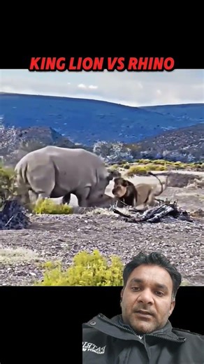 Lion King vs Rhino#trending#wildlife#animals#lion#rhinocerosRhinoceros#rhino#shorts#short