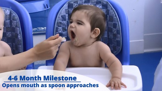 Does baby open their mouth as a spoon approaches? 🥄🍌That's a 4-6 month feeding milestone! Does this mean baby is ready for solids? The American Academy of Pediatrics recommends starting babies on solid foods around 6 months old. #MilestoneMonday Some signs to determine if baby is ready for solids: ✔️ Able to hold their head up when sitting ✔️ Shows interest in what others are eating ✔️ Opens mouth when food approaches ✔️ Able to move food from a spoon or fork into throat ➡️ Learn more about st