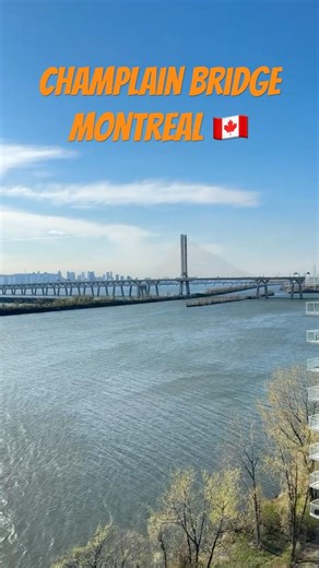 Modern Champlain Bridge in MontrealAmazing St.Lawrence River View