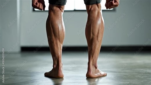 Muscular Leg Anatomy: The photograph vividly portrays the well-defined and toned calf muscles of an individual. Highlighting the power, dedication, and results of rigorous fitness training.