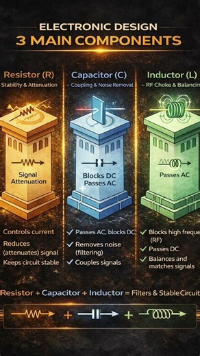 Electronic Design: 3 Fundamental Components Explained #electronic #engineering #shorts #subscribe