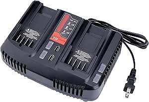 ELEFLY 20V Dual Port Battery Charger CMCB124 Compatible with Craftsman 20V Max V20 Lithium Battery CMCB202-2 CMCB204-2 CMCB201 CMCB206 CMCB209 V20 Tool Charger CMCB104