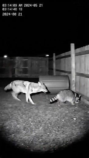 WILD Coyote Battles Raccoon in Midnight Backyard Feud