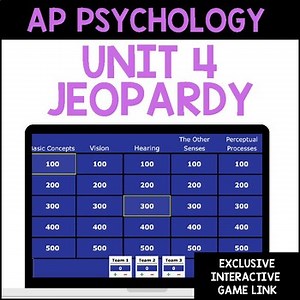 AP Psych Unit 4 Jeopardy Review Game: Sensation and Perception