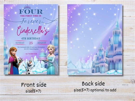 Four the First Time Frozen Elsa Anna 4th Birthday Party Invitation Princess Elsa Anna Frozen Theme Electronic Digital Anna Party Evite - Etsy