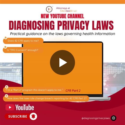 #healthlaw #hipaa #42cfrpart2 #healthdata #healthprivacy #healthit #compliance #datagovernance #healthcareinnovation | Attorneys Oscislawski LLC