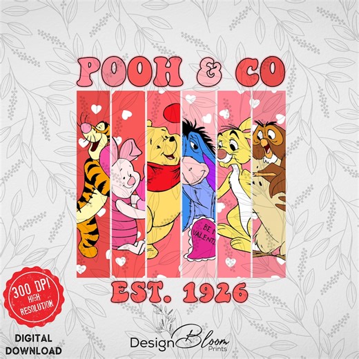 Winnie l'ourson et ses amis Saint-Valentin PNG, Happy Valentines Day PNG, personnage de dessin animé Saint-Valentin Sublimation Design (téléchargement numérique) - Etsy France