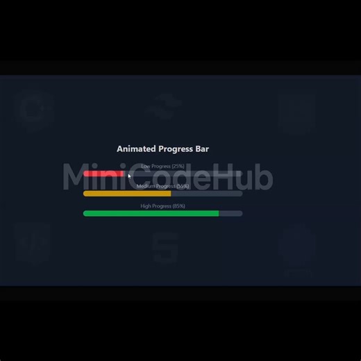MiniCodeHub on Instagram: "Animated Progress Bar Component (Next.js + Tailwind CSS) #nextjs #react #tailwindcss #webdev Build an animated progress bar driven by props with dynamic states. Learn props usage, conditional Tailwind classes, and clean component design. Level: Beginner → Intermediate source code: https://github.com/MiniCodeHub/Nodejs-With-Tailwindcss/blob/main/src/pages/AnimatedProgress.tsx #nextjs #react #tailwindcss #webdev #frontend Music: Elektronomia – Vision | Provided by NoCopy