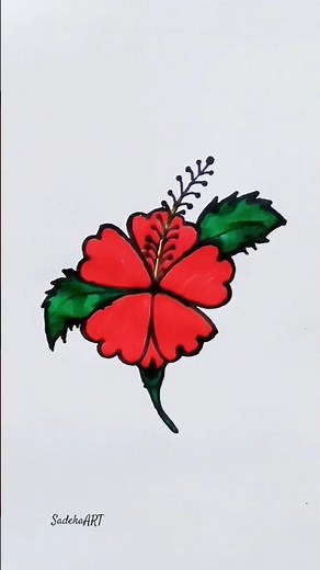 Beautiful Red Hibiscus Drawing 🌺 | Easy Flower Drawing Tutorial | 3D Art for Beginners | Viral art