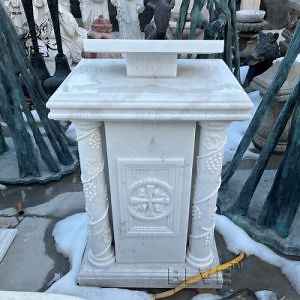 Handcarved Religious White Natural Stone Catholic Church Altar Table Marble Pope Pulpit Factory Custom