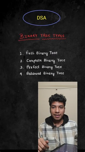 Chetan Sahu on Instagram: "Save this reel for future ❤️ kaam aaega Binary Trees sirf ek type ke nahi hote 🌳 Perfect ho sakta hai, Complete ho sakta hai, Full ho sakta hai, ya sirf Balanced ⚖️ Samajhne wale hi DSA jeette hain 🚀 #coding #corporate #dsa #leetcode #computerscience"