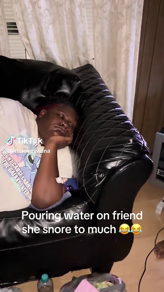 Water Prank on a Snoring Friend