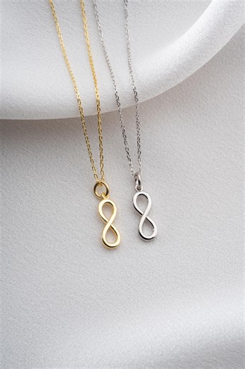 Infinity Necklace in 925 Sterling Silver, Minimal Infinity Pendant, Gold Plated Symbolic Jewelry - Etsy
