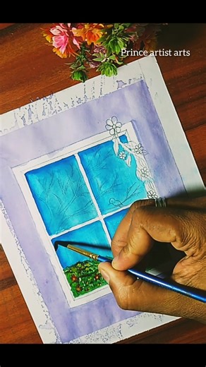Beautiful painting ideas for nature view window🪟 😘🥰😍 #song #ytshorts #shorts #painting #yt