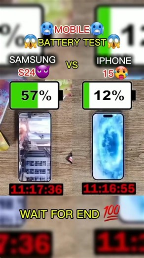 🥶😱👿SAMSUNG S24 VS😭😭😭 IPHONE 15 BATTERY DRAIN TEST REAL SPEED #shorts