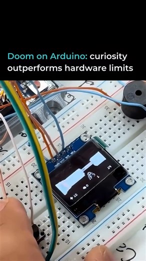 Intalogy™ on Instagram: "When curiosity outperforms hardware limits. They said it couldn’t be done, yet here it is. Doom, running on Arduino. A game built for PCs, now squeezed into a microcontroller with only a fraction of the power. This project pushes hardware limits and proves how far creativity and engineering can go when curiosity takes the lead. It’s not just about gaming. It’s about understanding how code, circuits, and persistence can bend the impossible. Follow codeintellectus for more