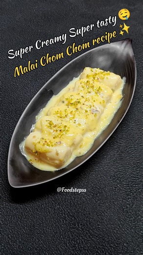 Malai Chom Chom Recipe | Soft & Juicy Bengali Sweet | Foodsteps #shorts #3ingredientsweet