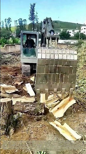 Pounding the Log: How an Excavator's Bucket Becomes a Giant Wood Splitter