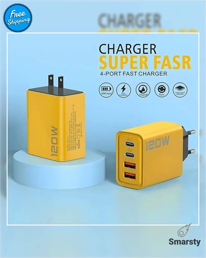 Quick Charge 3.0 Fast Charger Muti Total 120W 4 Port USB Type C PD Mobile Phone Wall Adapter for ...