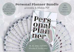 Printable and Fillable Planner, Personal Planner Bundle, Daily, Weekly, Monthly Planner, Goal, Fitness, Travel, Home, Budget, Project. - Etsy Australia