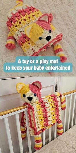 Look at this cute Crochet cat blanket that I made! 😽