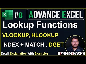 Ms Excel Functions VLookup, HLookup, Index, Match, DGET |Tutorial for beginners| Lecture-8 UPCISS